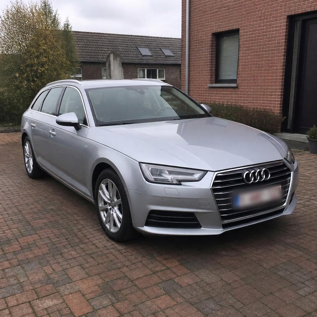 Audi A4 Avant op nat asfalt bij nacht